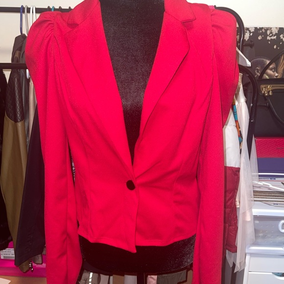 Flirty Professional Blazer- Red - Picture 3 of 9